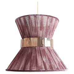 Lampe suspendue contemporaine Tiffany 30, verre argenté couleur oignon, laiton