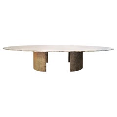 Gem, Contemporary Dining Table 285 Silvered Glass Top, Pair of Velvety Legs