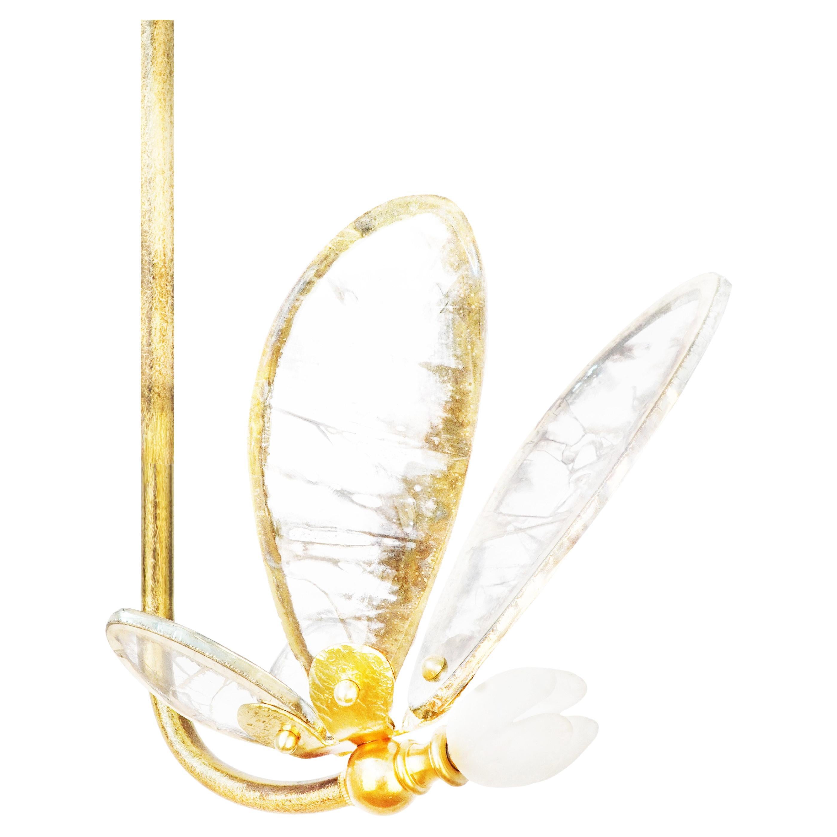 "Trilly" Hanging Lamp satin Silvered Glass, Brass Body