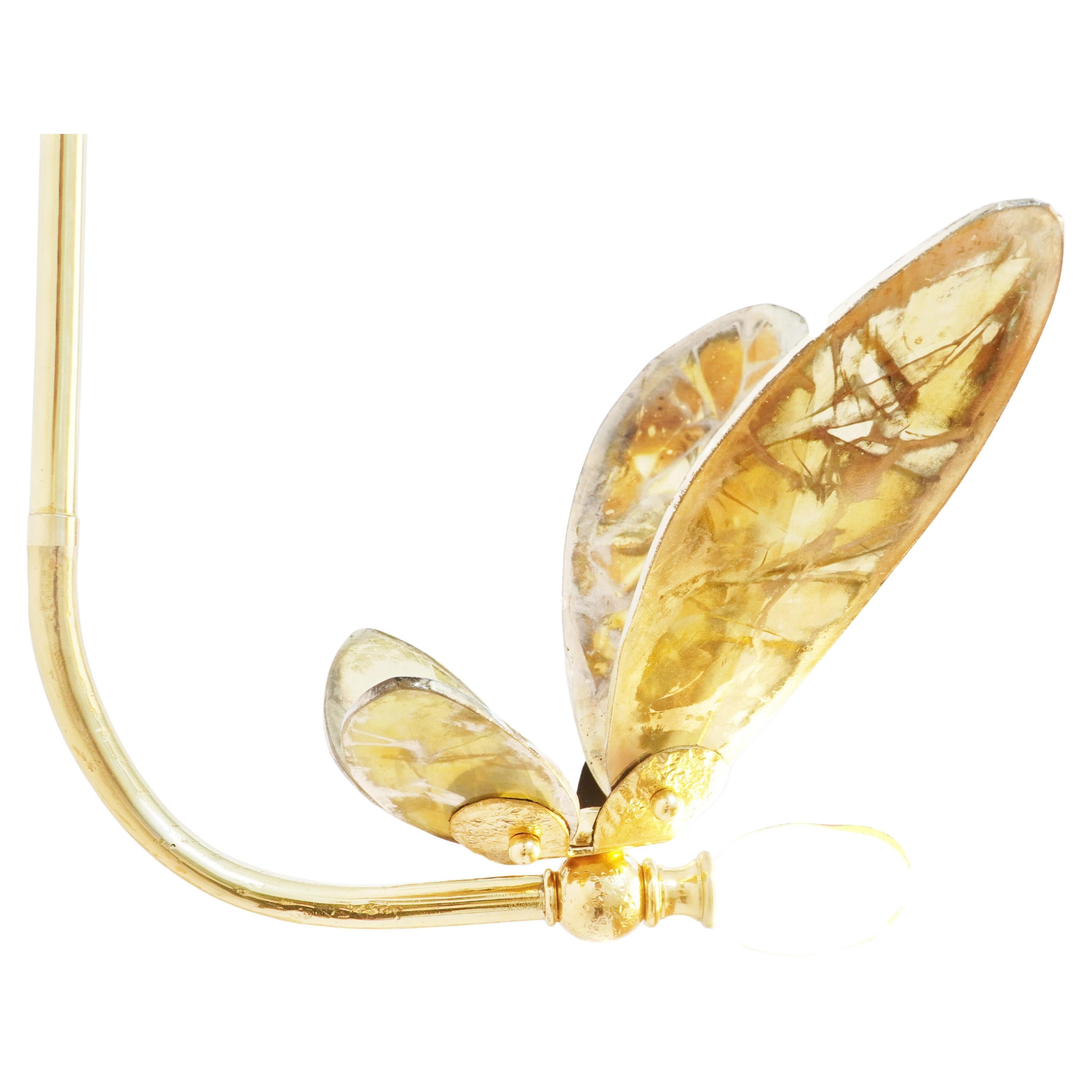 "Trilly" Hanging Lamp Sun Silvered Glass, Brass Body