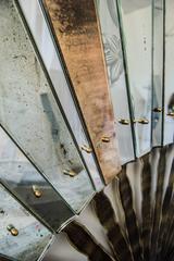 fan sculpture mirror old glass and silvering brass metal in stock