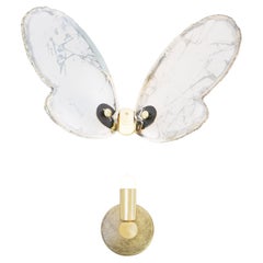 Butterfly Contemporary Wall light Sculpture, Art Silvered Glass, Crystal Color