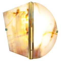 Two-Be Wall Sconce Lamp by Sabrina Landini, Onyx & Brass, Modern Design Italy