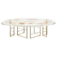 "Pages" Contemporary Dining Table 300 Double Silvered Glass, diamond shaped legs