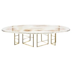 "BOOK" Contemporary Dining Table 285 Double Silvered Glass, diamond shaped legs