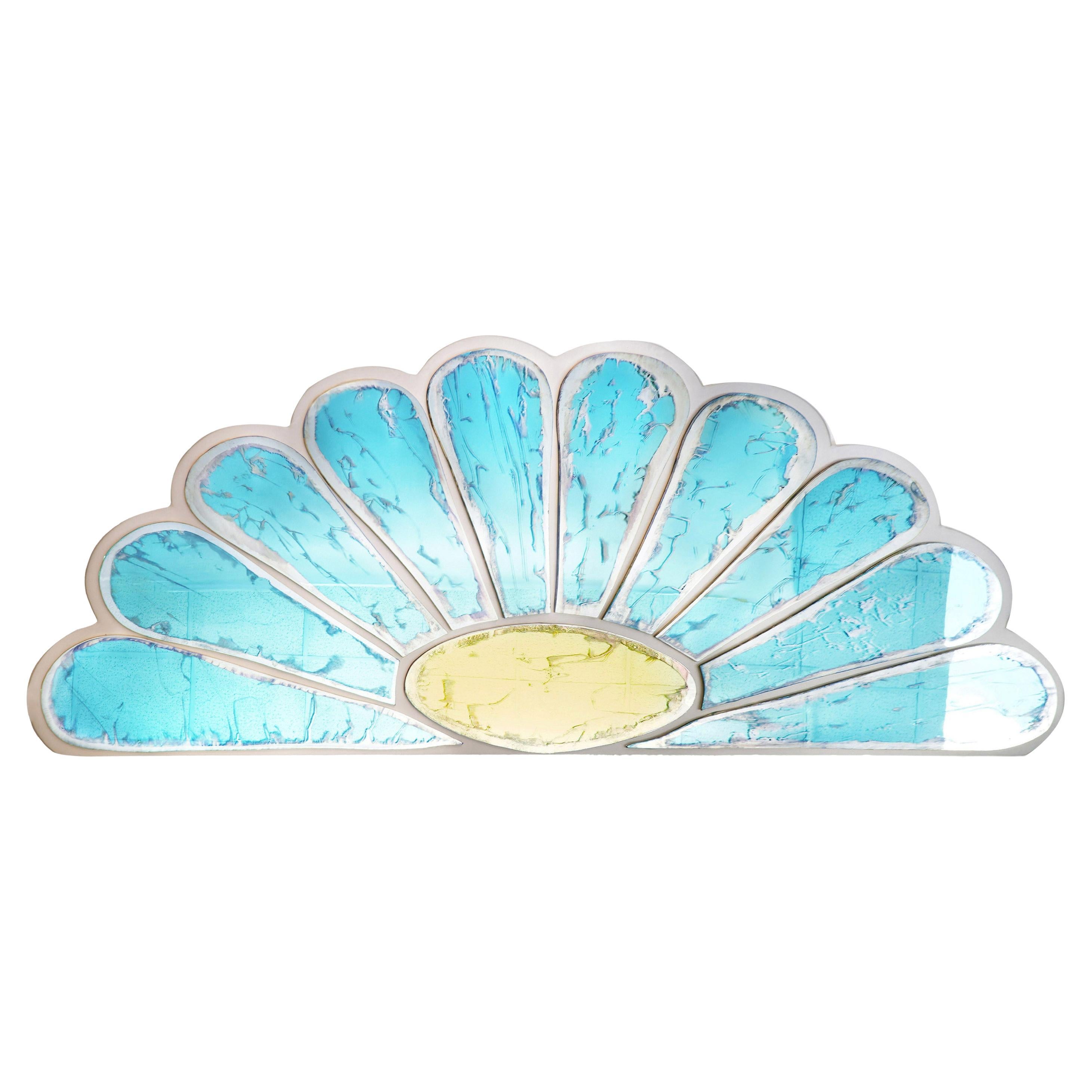 MAMA Miroir contemporain pour tête de lit AQUAMARINE Verre argenté Satin Soie