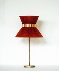 Tiffany console table lamp lightings silk shade brass base silver glass sabrina