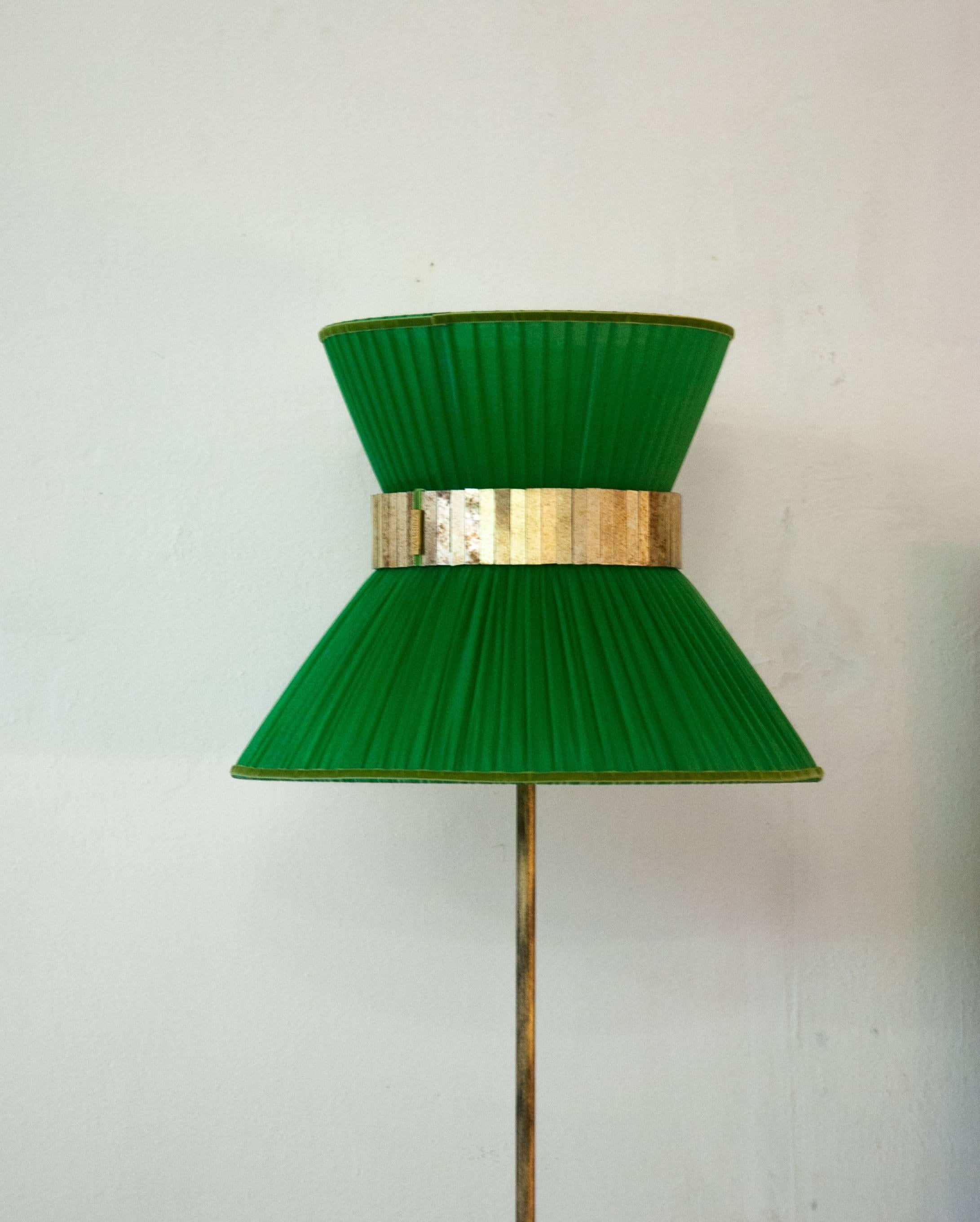 Polished Tiffany console table lamp lightings silk shade brass base silver glass sabrina 