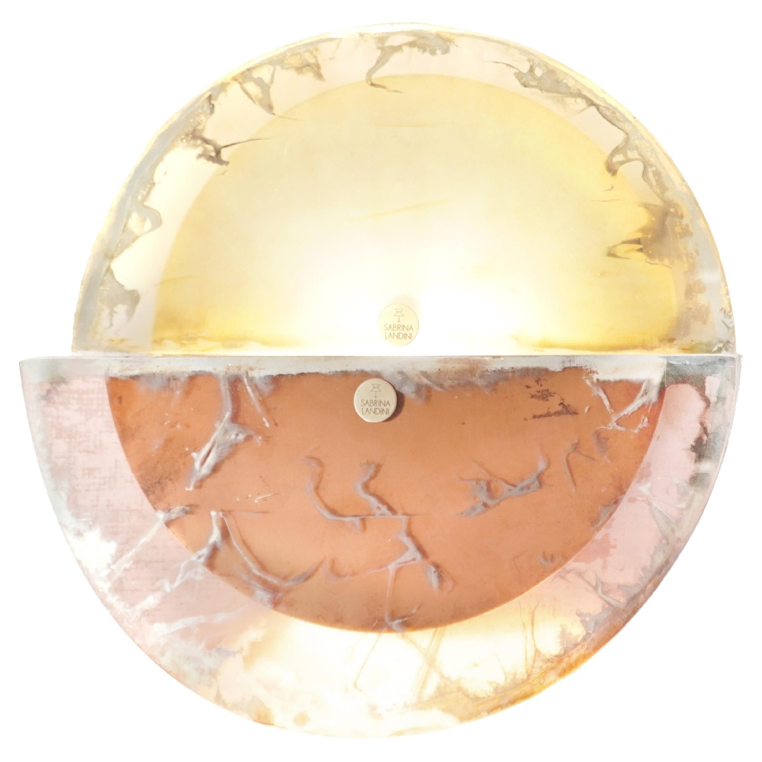 Aplique de pared contemporáneo "Sunnymoon", cristal plateado Rose Satin art, latón