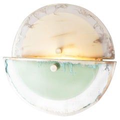 Applique murale contemporaine Sunnymoon, verre argenté Jade Satin art, laiton