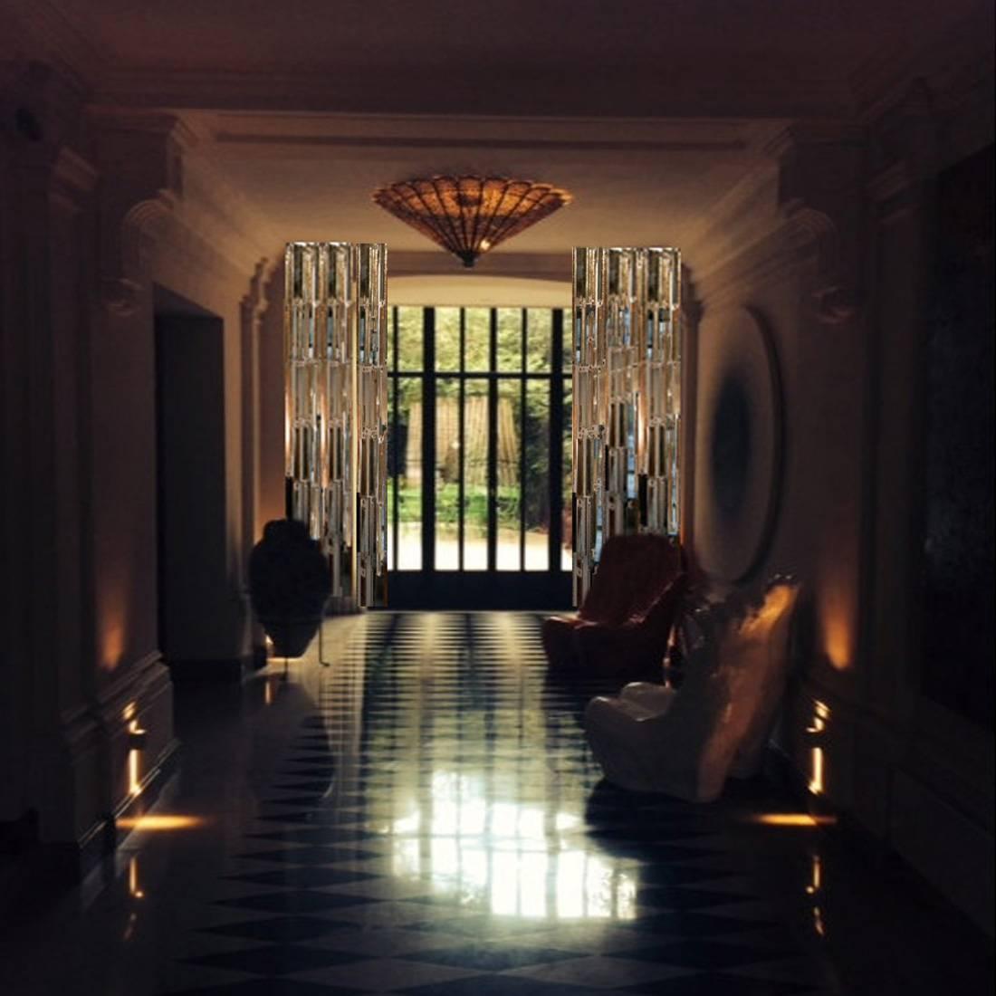 Crystal Fall Glass Silver Stripe Curtain or Glass Silvered Lighting Cascade In New Condition In Pietrasanta, IT