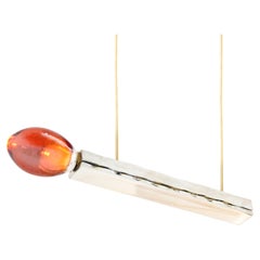 Match Pendant Lamp by Sabrina Landini in Silvered Glass & Brass Hand Made Italy