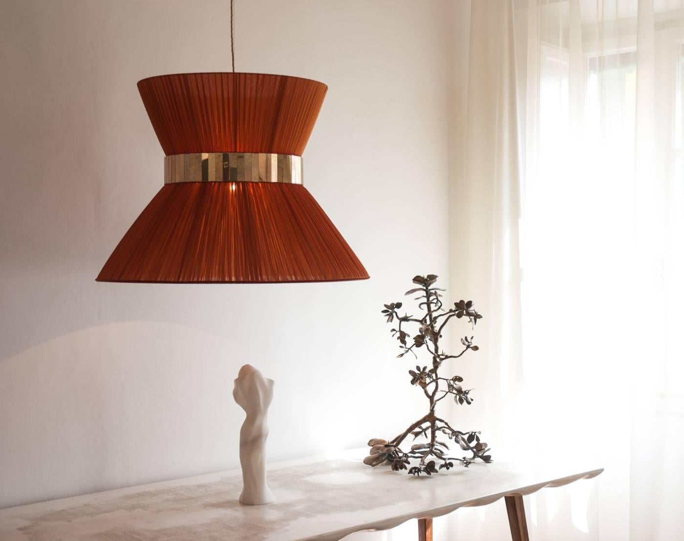 Tiffany Contemporary Hanging Lamp 60cm Rust Silk Silvered Gl Tiffany Contemporary Hanging Lamp 60cm Rust Silk Silvered Gl Br Canopy For At 1stdibs