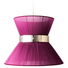  Tiffany contemporary Hanging Lamp 80, purple Silk Silvered Glass brass  