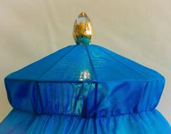 Pagoda Table Lamp Console Lamp Silk Shade Silvered Glass Tip Glossy Brass