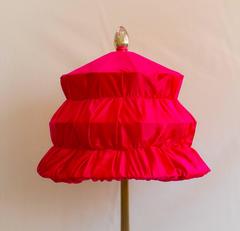 Pagoda Table Lamp Console Lamp Silk Shade Silvered Glass Tip Glossy Brass