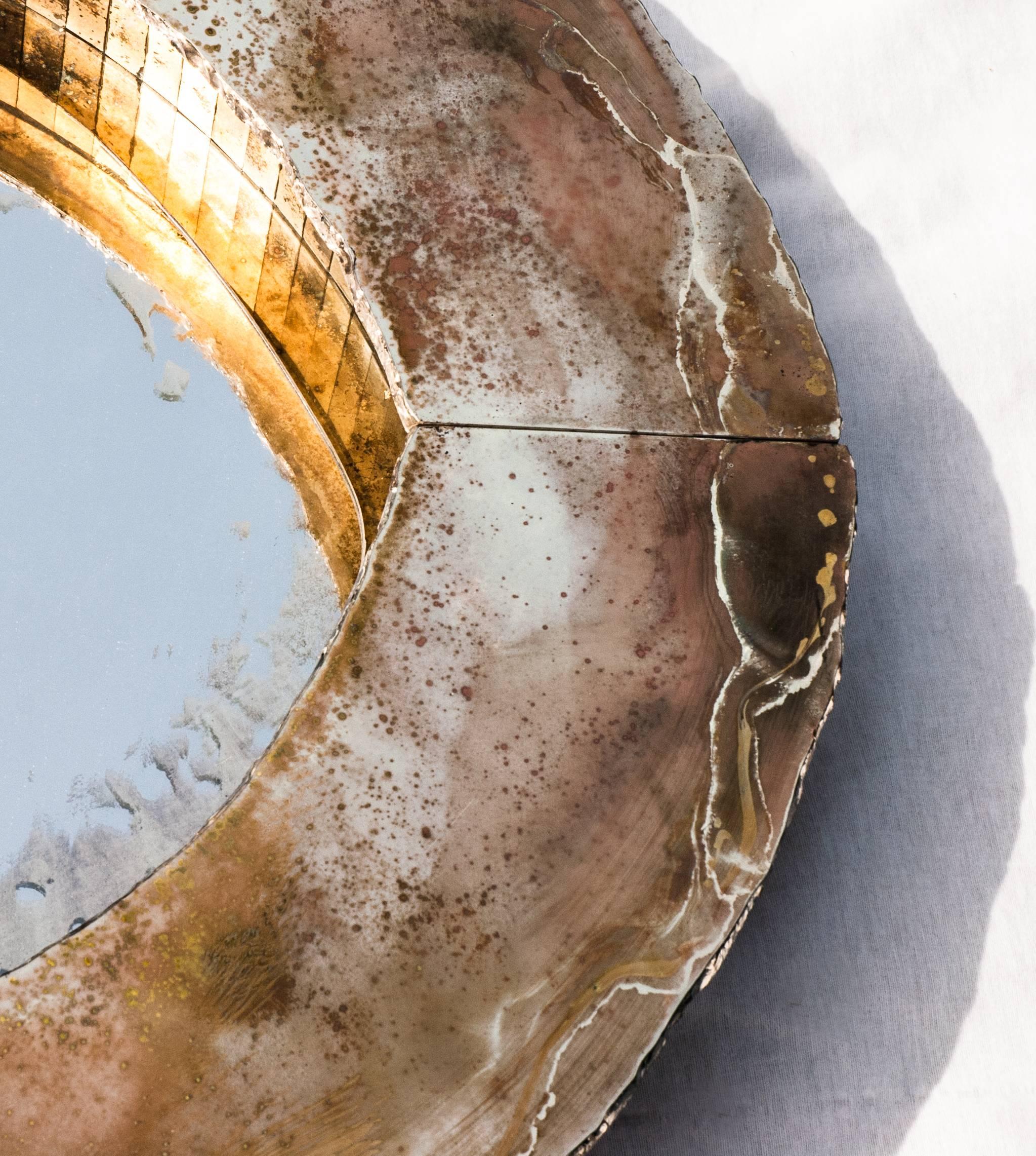 Modern Irys Mirror Silver Copper Gold Glass Silvering Wall Sculpture Sabrina Landini