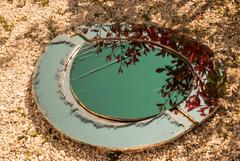 Irys Wall Mirror with Jade Green Mirror Inside and Actual Mirror Outside