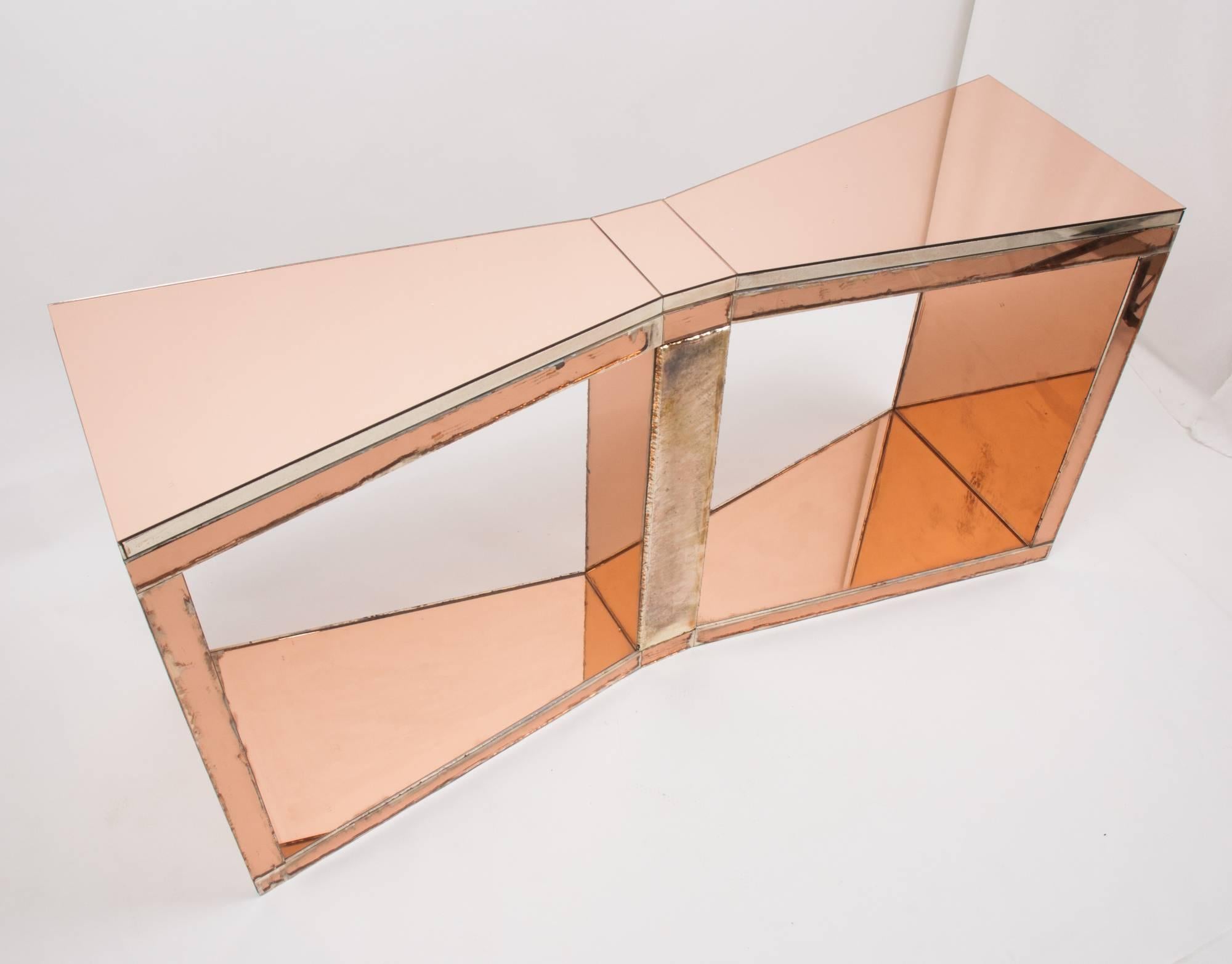 Italian Butterfly Console Desk, Silvered Glass Coated by Sabrina Landini