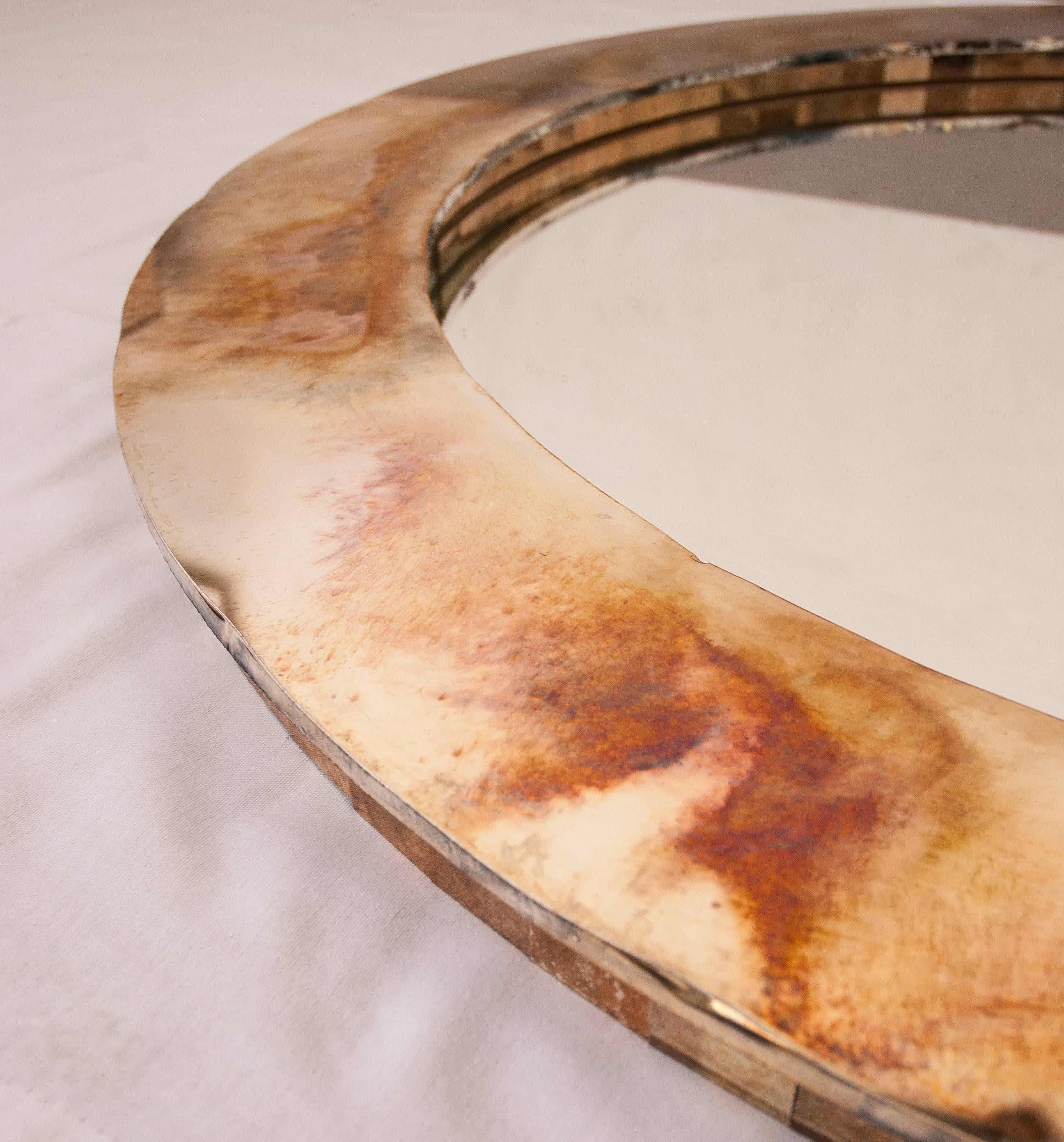 Argenté Miroir sculpture contemporain « Life » en verre argenté Sabrina, bois de bouleau en vente