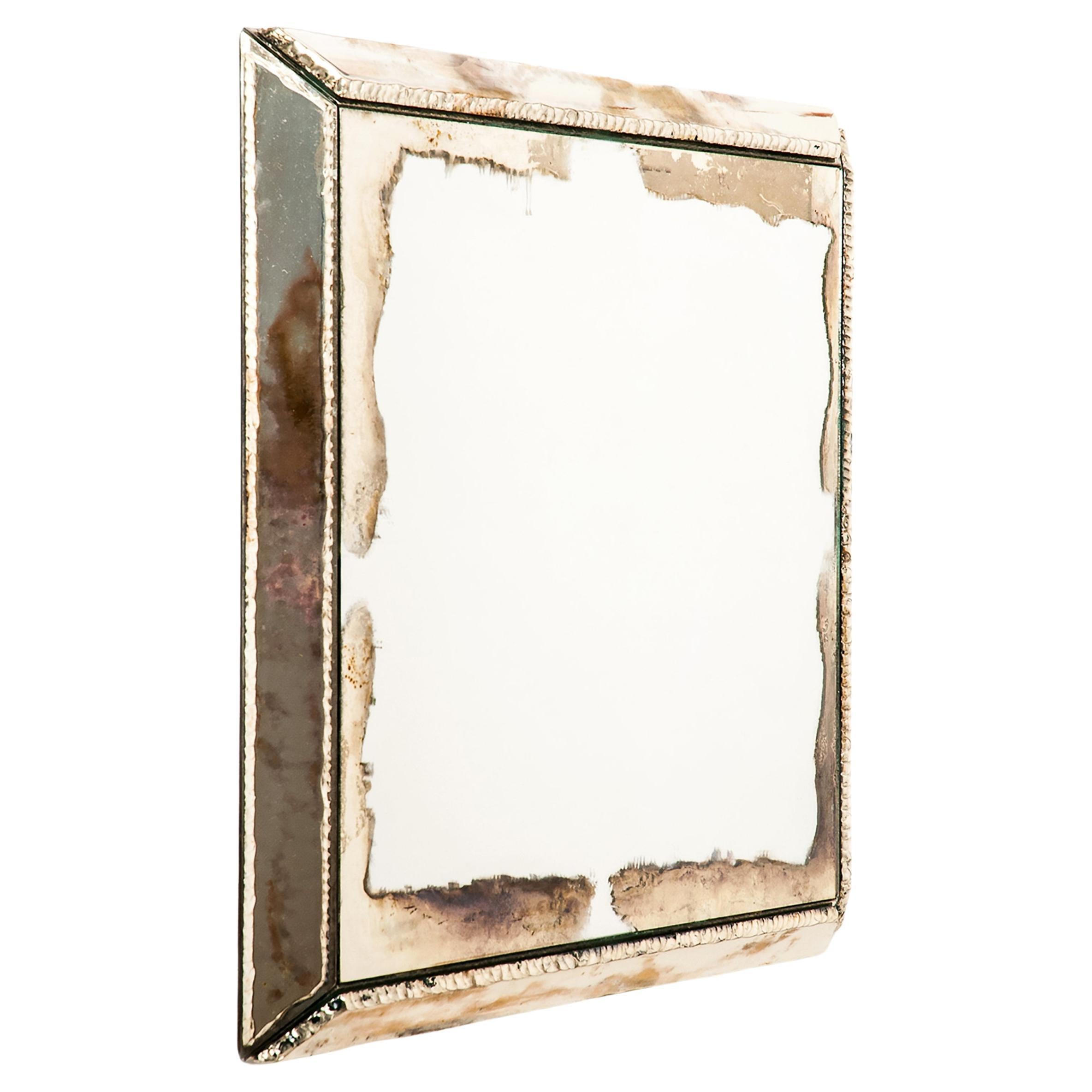 "Diamond" Contemporary Mirror, Silvered Glass, Mirror, Birch Wood