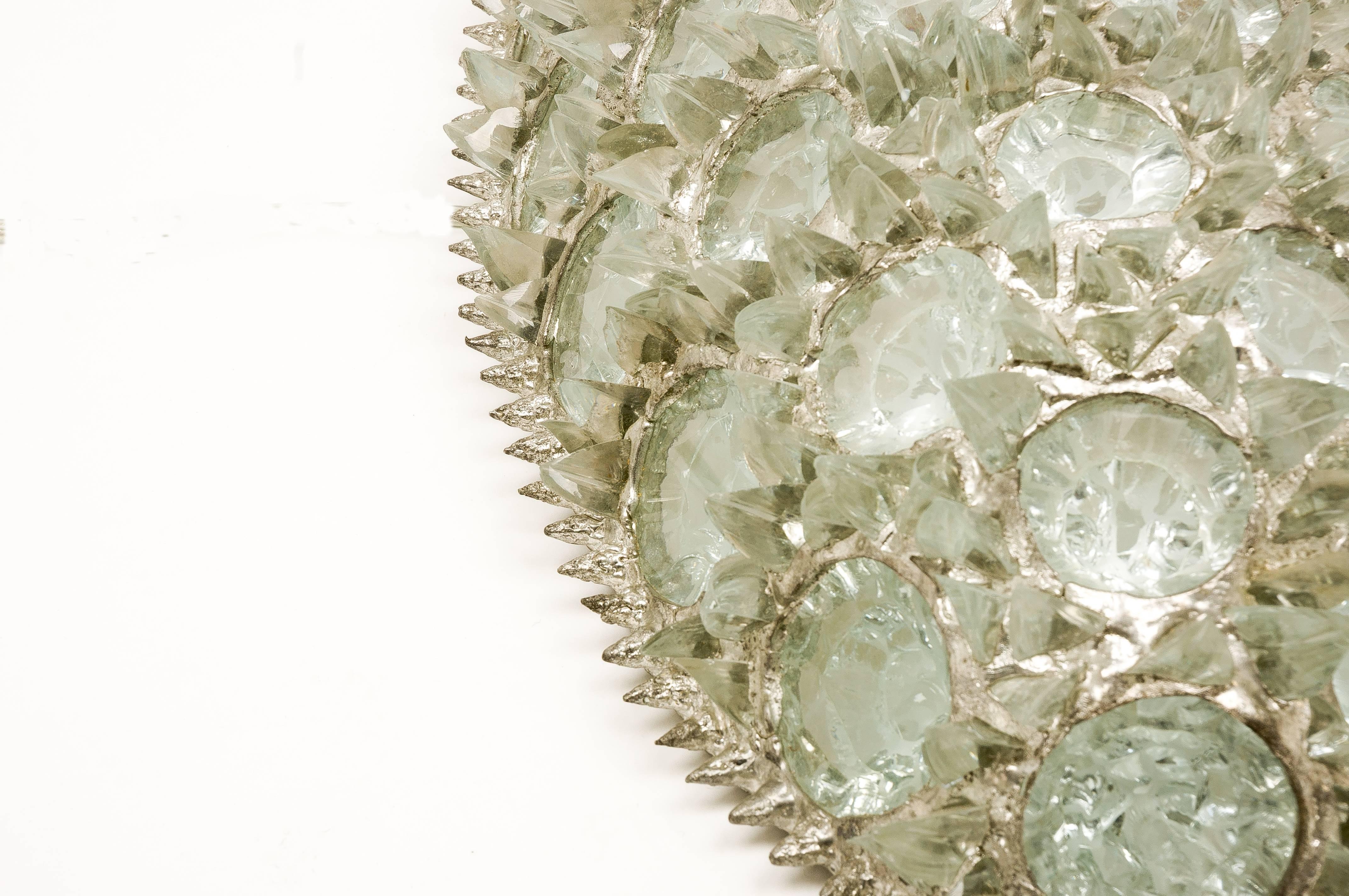 Italian Sea Star Crystal Jewel Wall Sconce Silver Metal Clear Crystal Stone