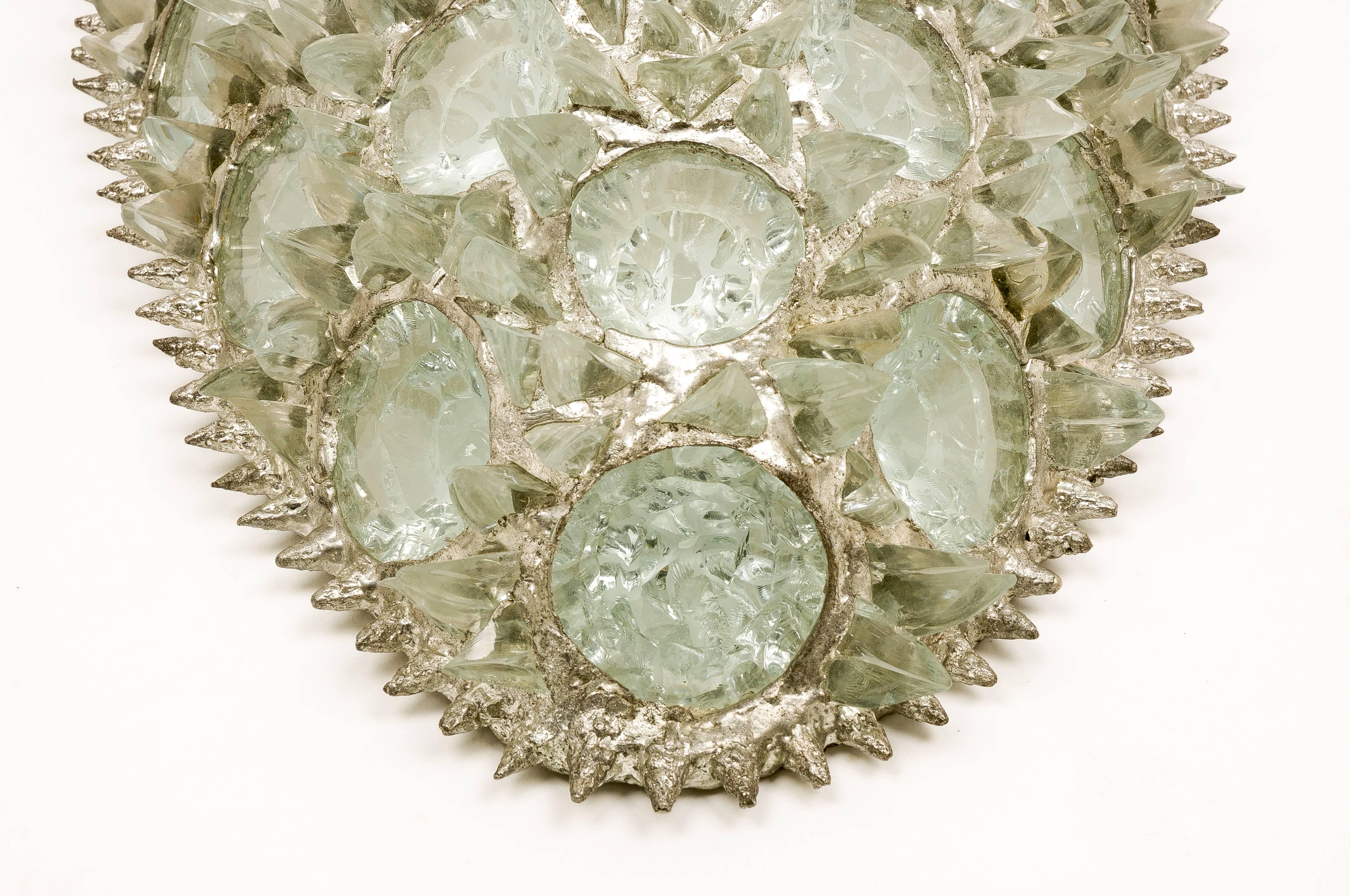 Sea Star Crystal Jewel Wall Sconce Silver Metal Clear Crystal Stone In New Condition In Pietrasanta, IT