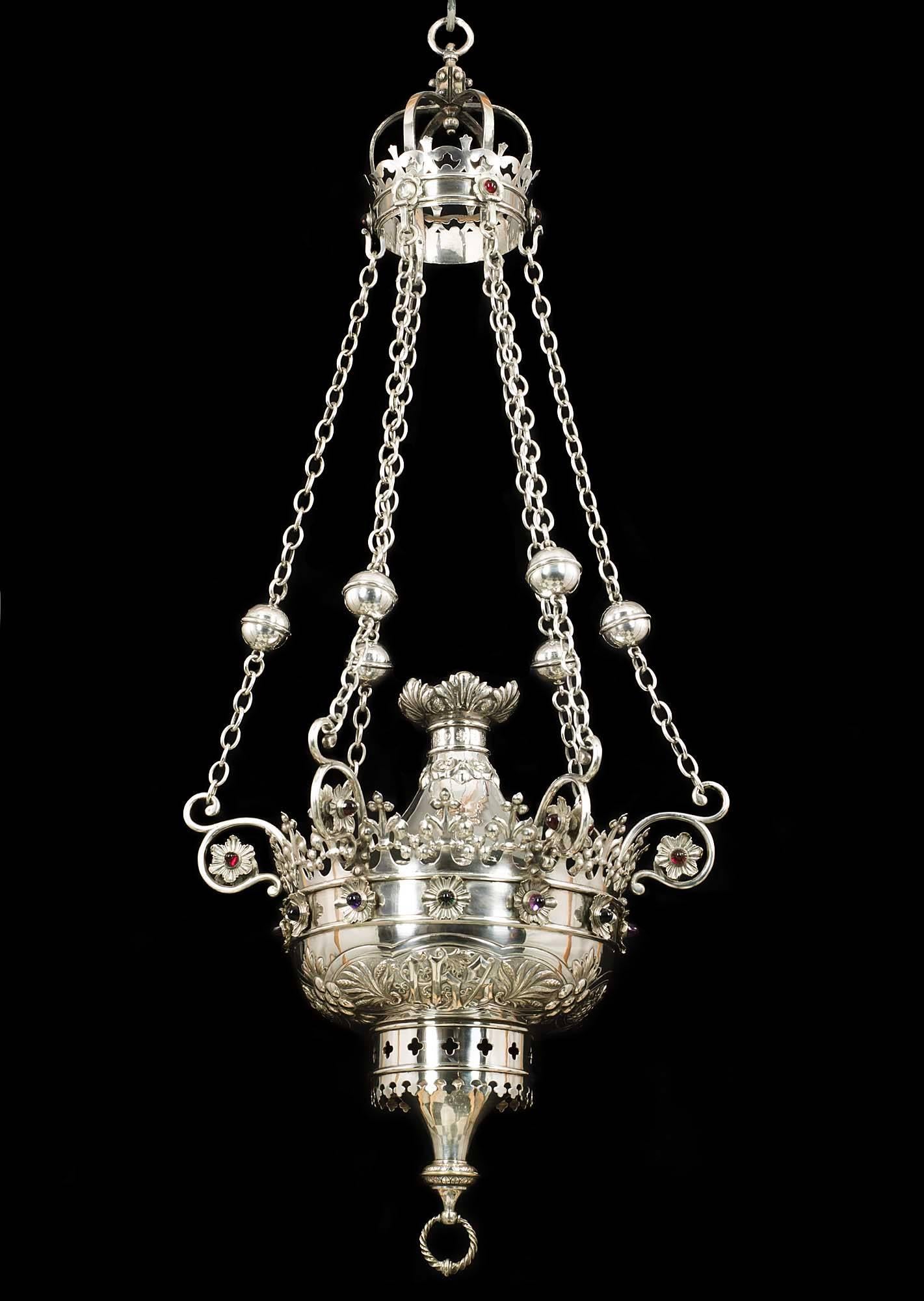 Gran, Magnífico y Raro Quemador de Incienso Revival Gótico Chapado en Plata Silver en venta