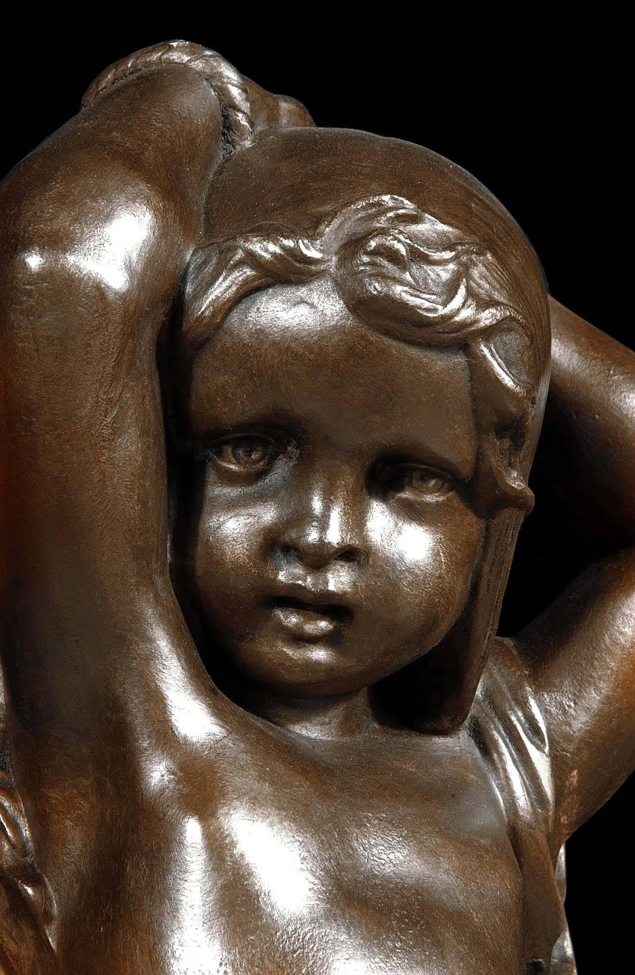 Viktorianische Bronzefigur eines Kindes aus Gusseisen von der Gießerei Coalbrookdale (Barock) im Angebot