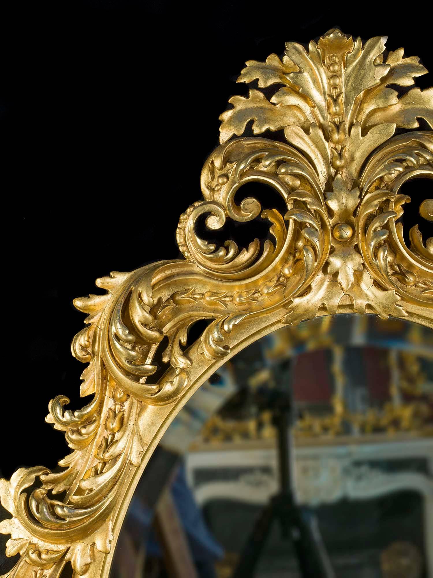Rococo Revival Ornate French Rococo Style Giltwood Mirror, 19th Century