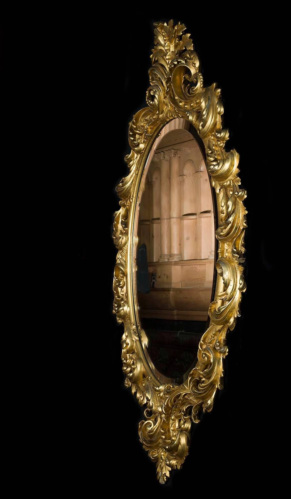 Ornate French Rococo Style Giltwood Mirror, 19th Century In Good Condition In London, GB