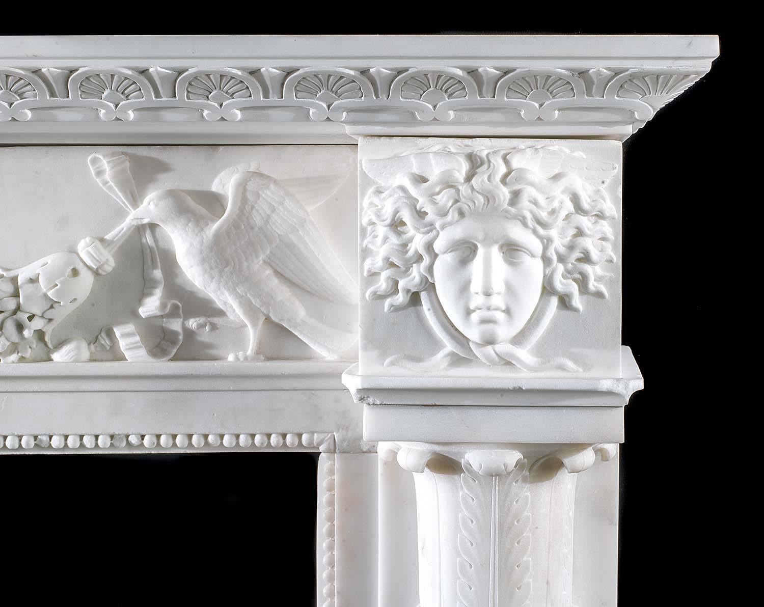  Italian Medusa Marble Fireplace , circa 1830 In Good Condition In London, GB