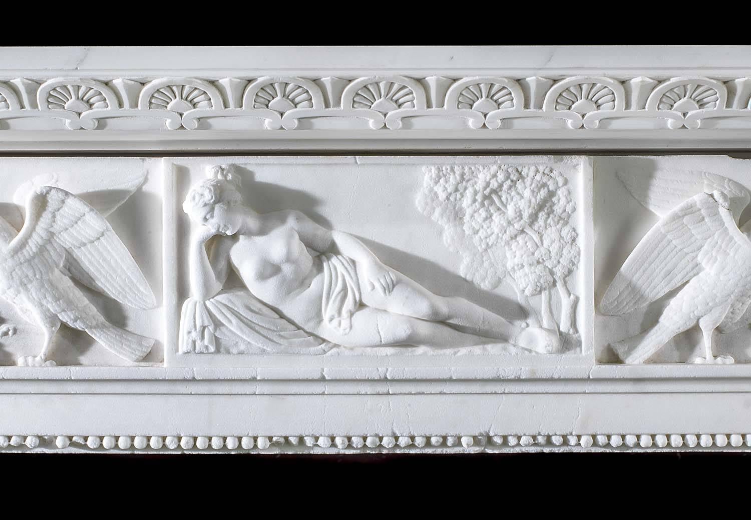 Early 19th Century  Italian Medusa Marble Fireplace , circa 1830