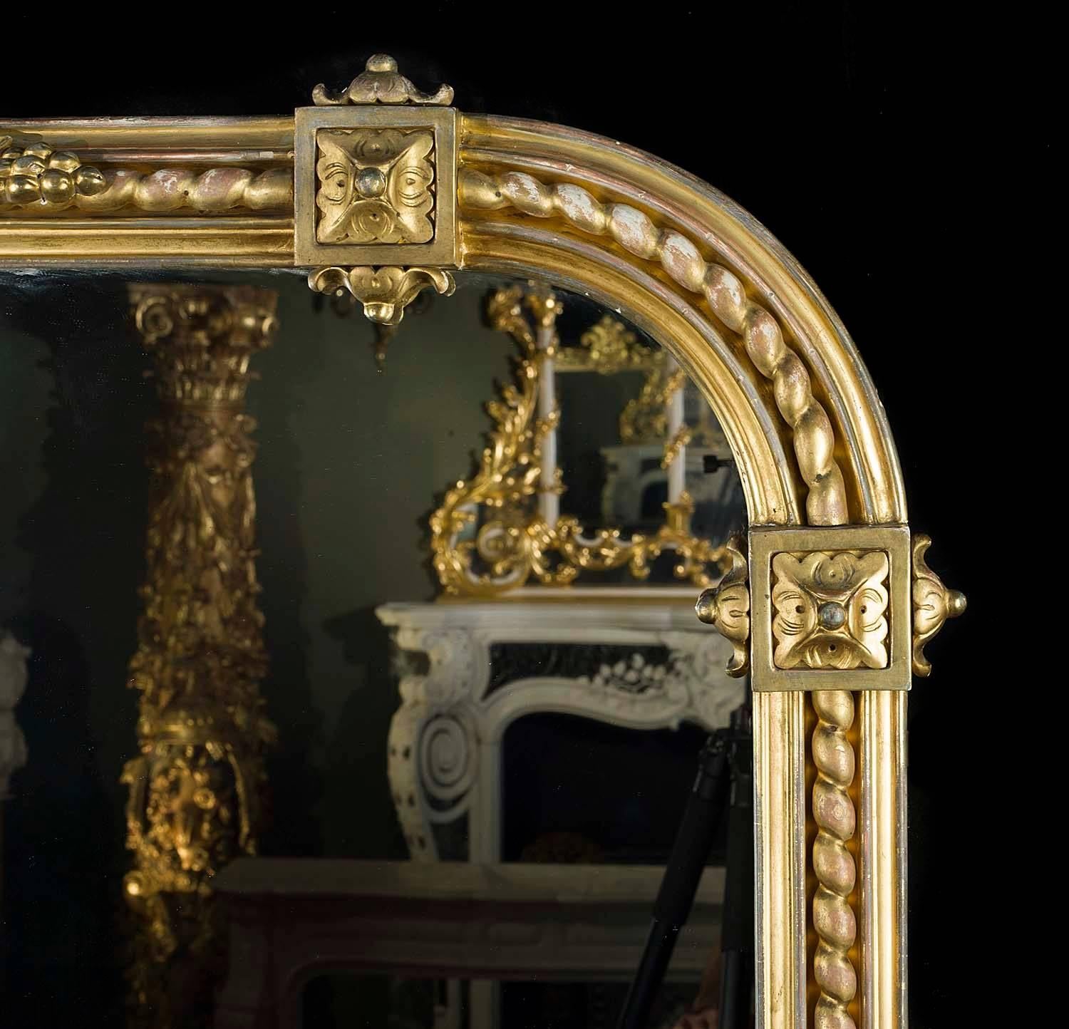 English Victorian Giltwood Overmantel Mirror