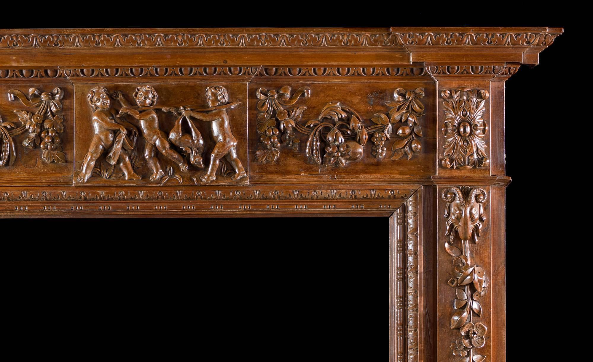 Great Britain (UK) George III Style Carved Pine Antique Fireplace Mantel