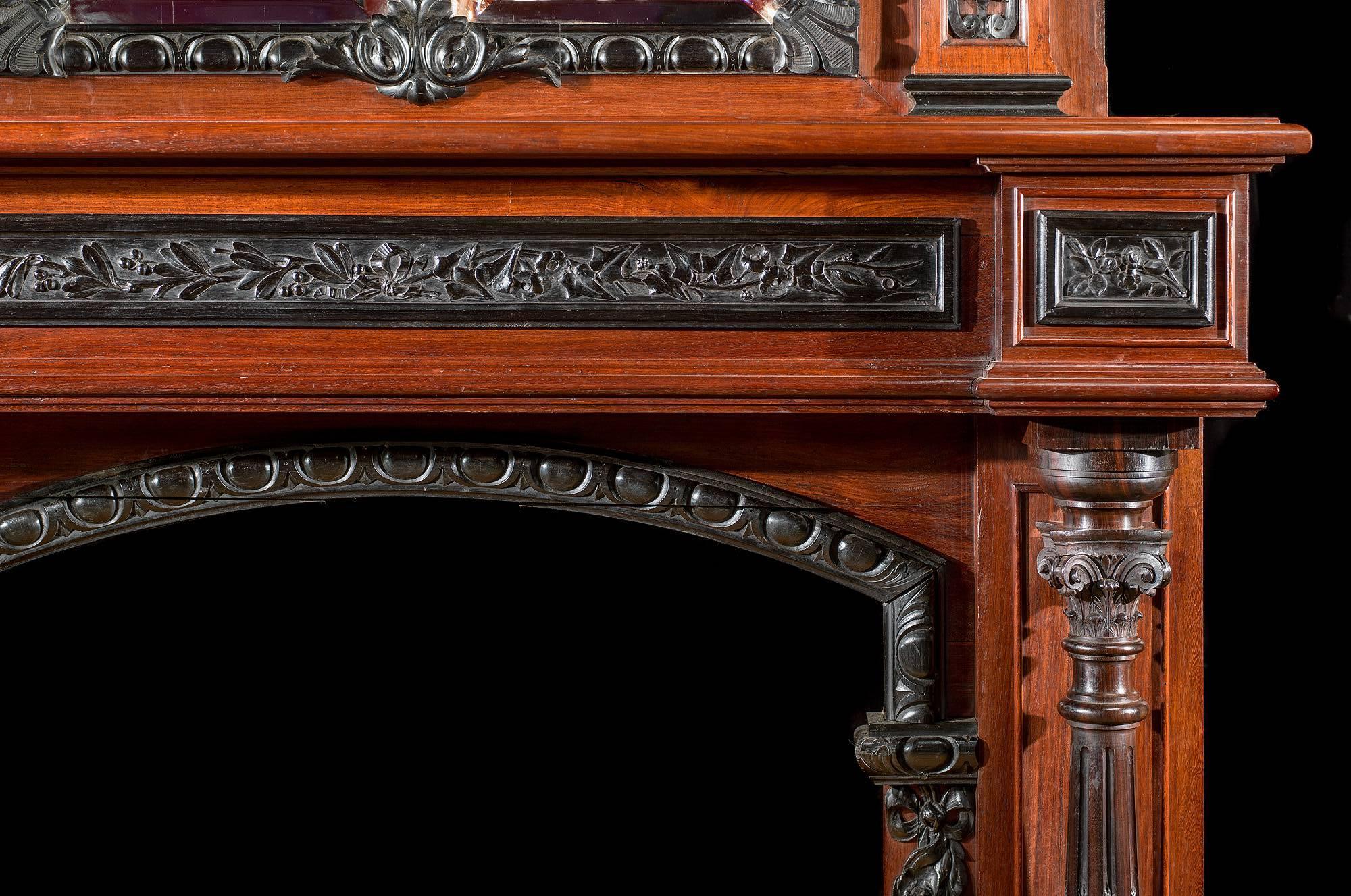antique fireplace mantel with mirror
