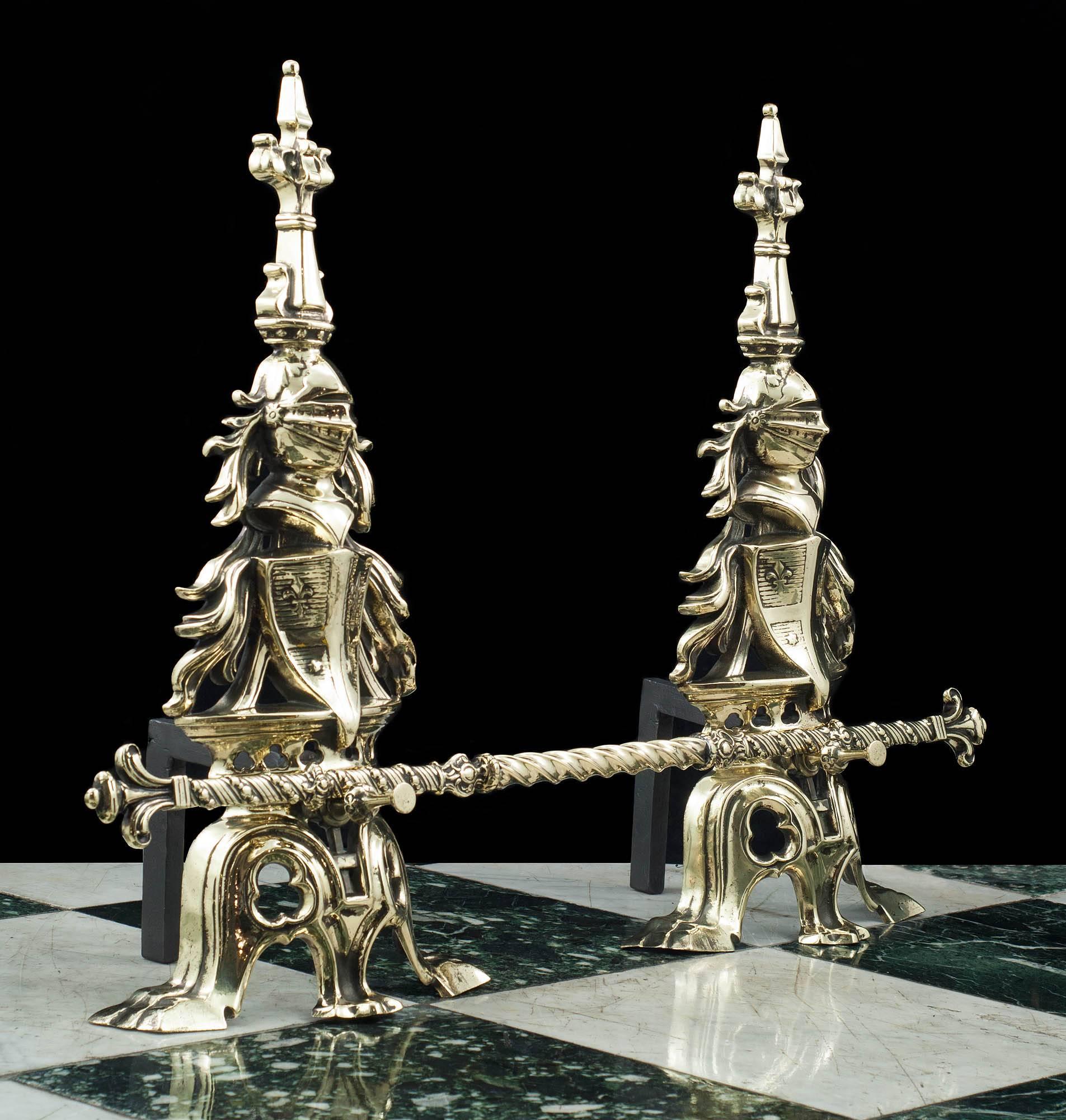 andirons brass