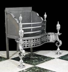 Antique English Polished Steel Regency Fireplace Grate, circa 1820