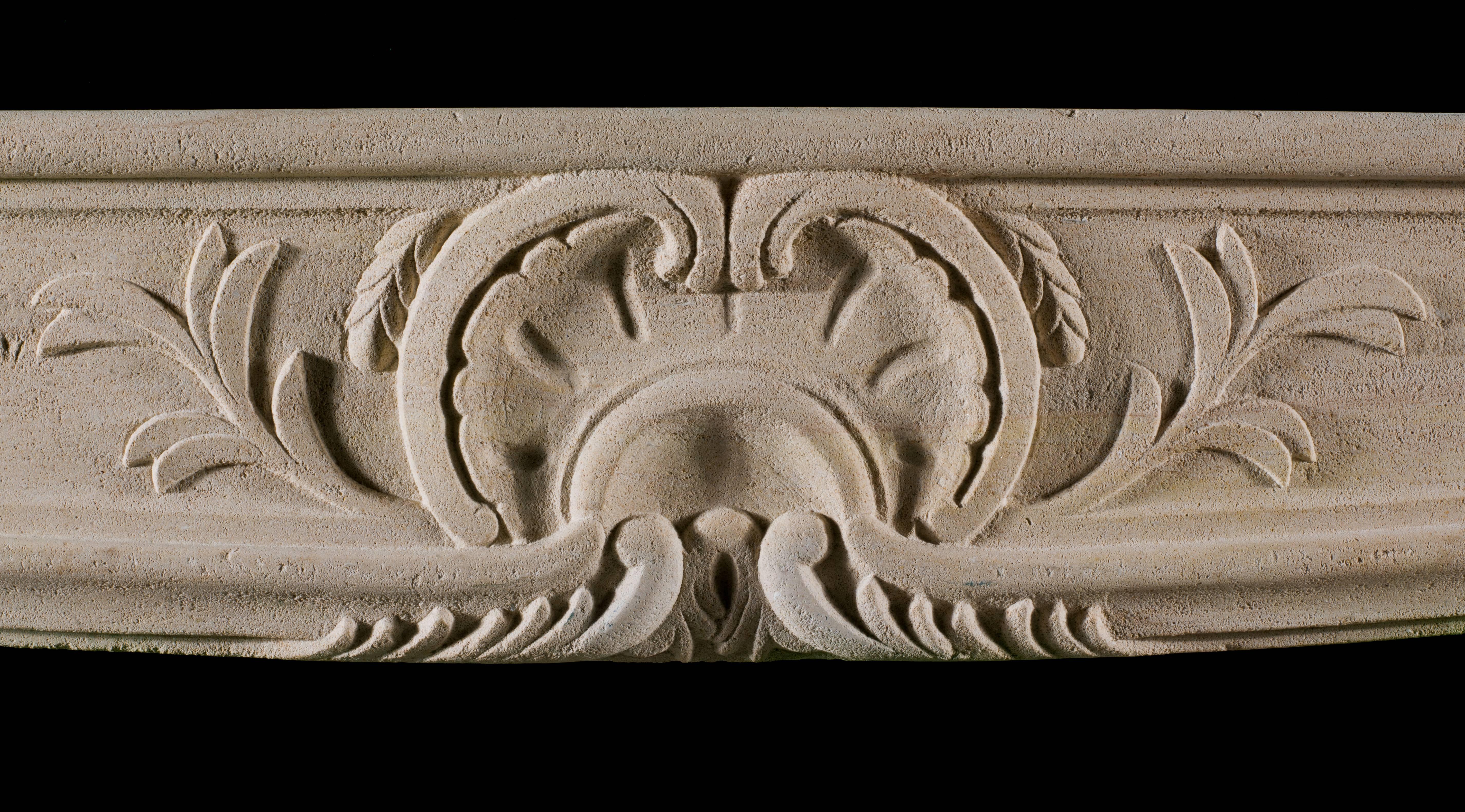 Carved 18th Century Antique French Rococo Limestone Fireplace Mantel For Sale