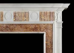 Georgian Fireplace Mantel in Statuary and Spanish Brocatelle Marble