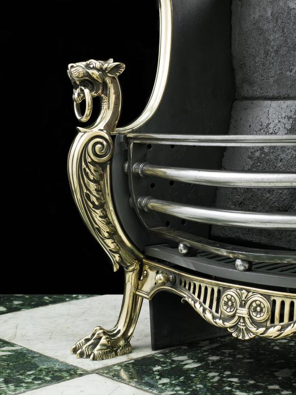 19th Century Renaissance Style Brass Hooded Antique Fireplace Grate For Sale at 1stDibs hooded