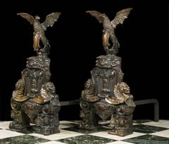 Coppia monumentale di Androni in bronzo patinato in stile baronale barocco