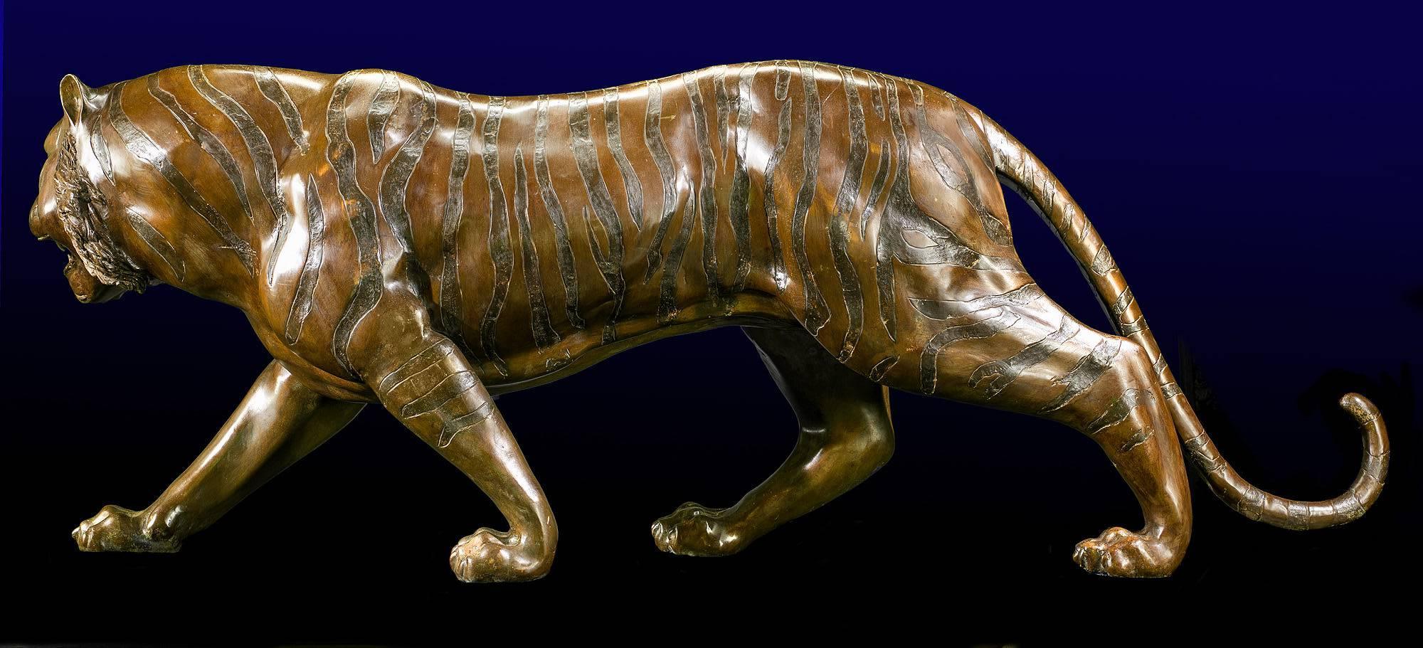 Japanese 20th Century Bronze Model of a Prowling Tiger