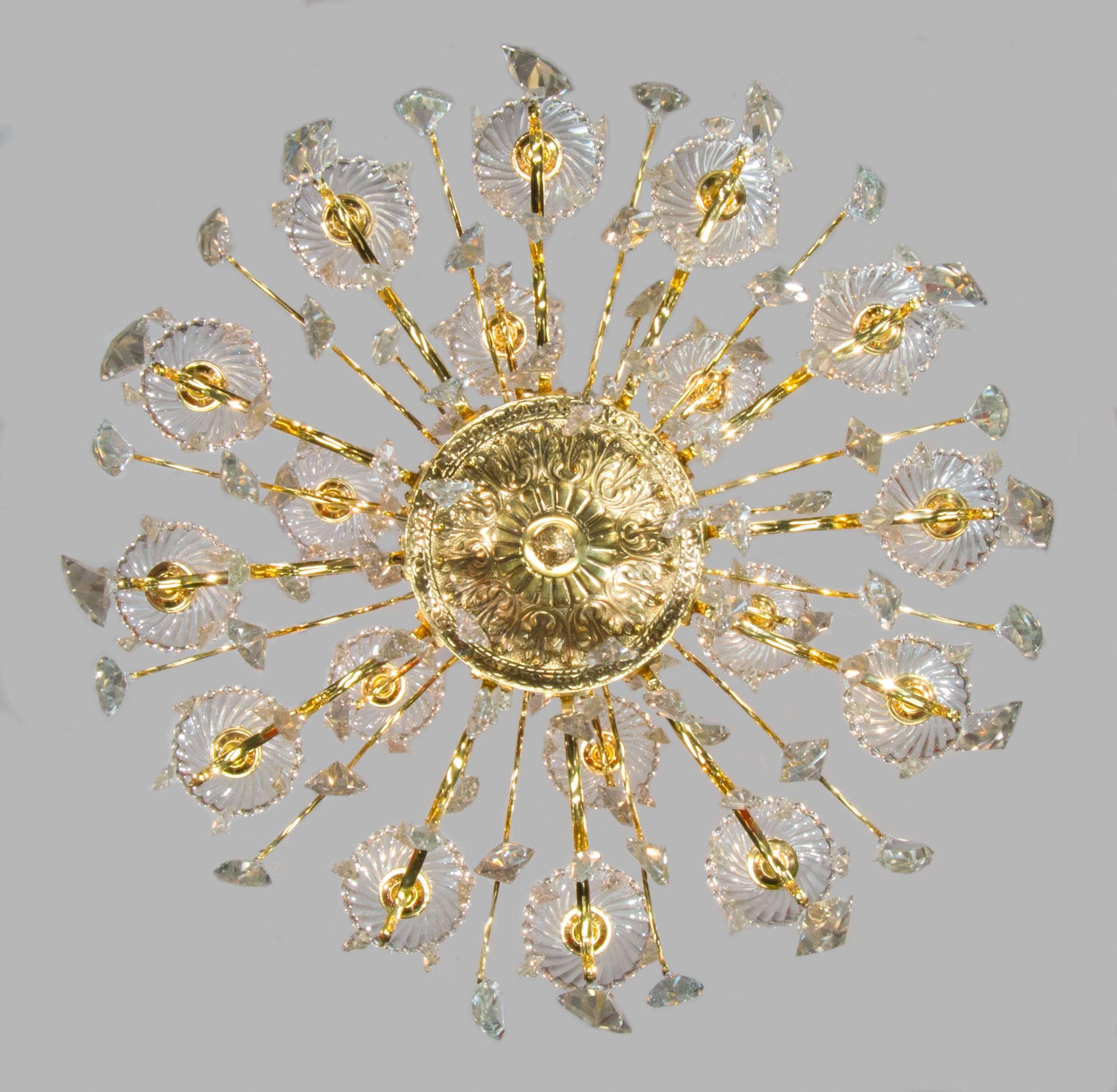 Baroque Large Cut Crystal Eighteen-Branch Early 20th Century Spanish Chandelier For Sale