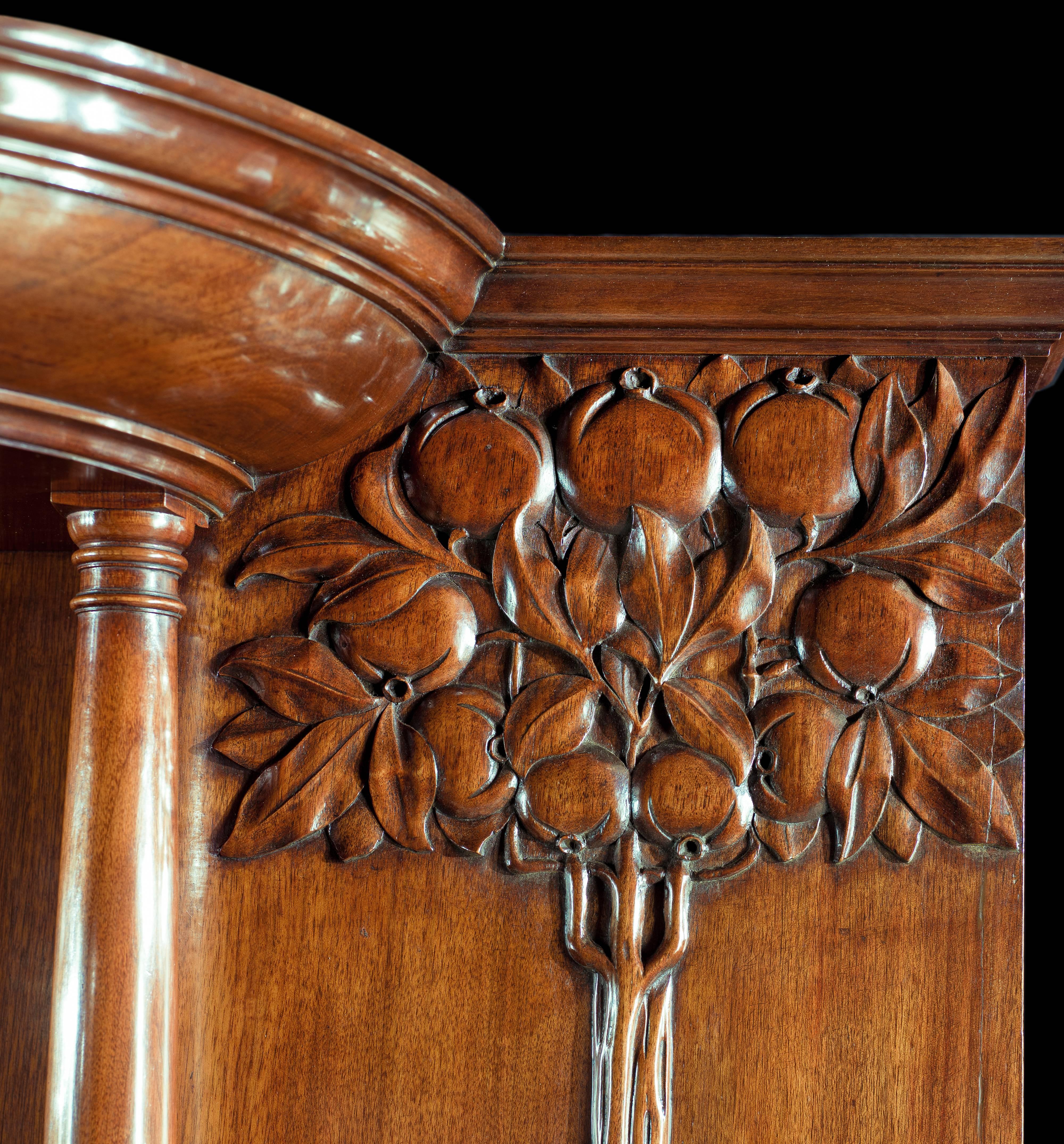 Carved Art Nouveau Walnut Fireplace in the Manner of Charles Harrison Townsend