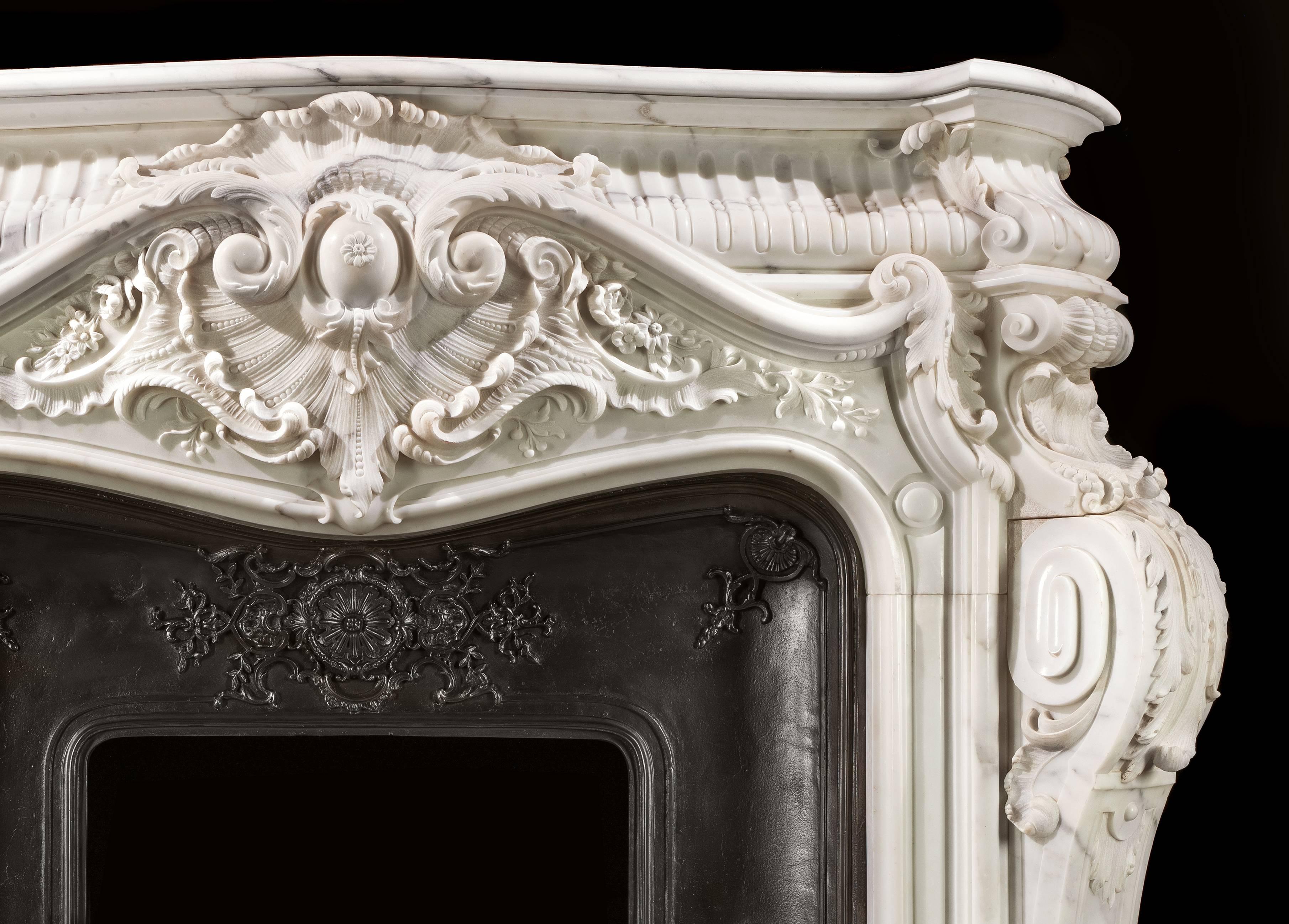 monumental french rococo marble fireplace