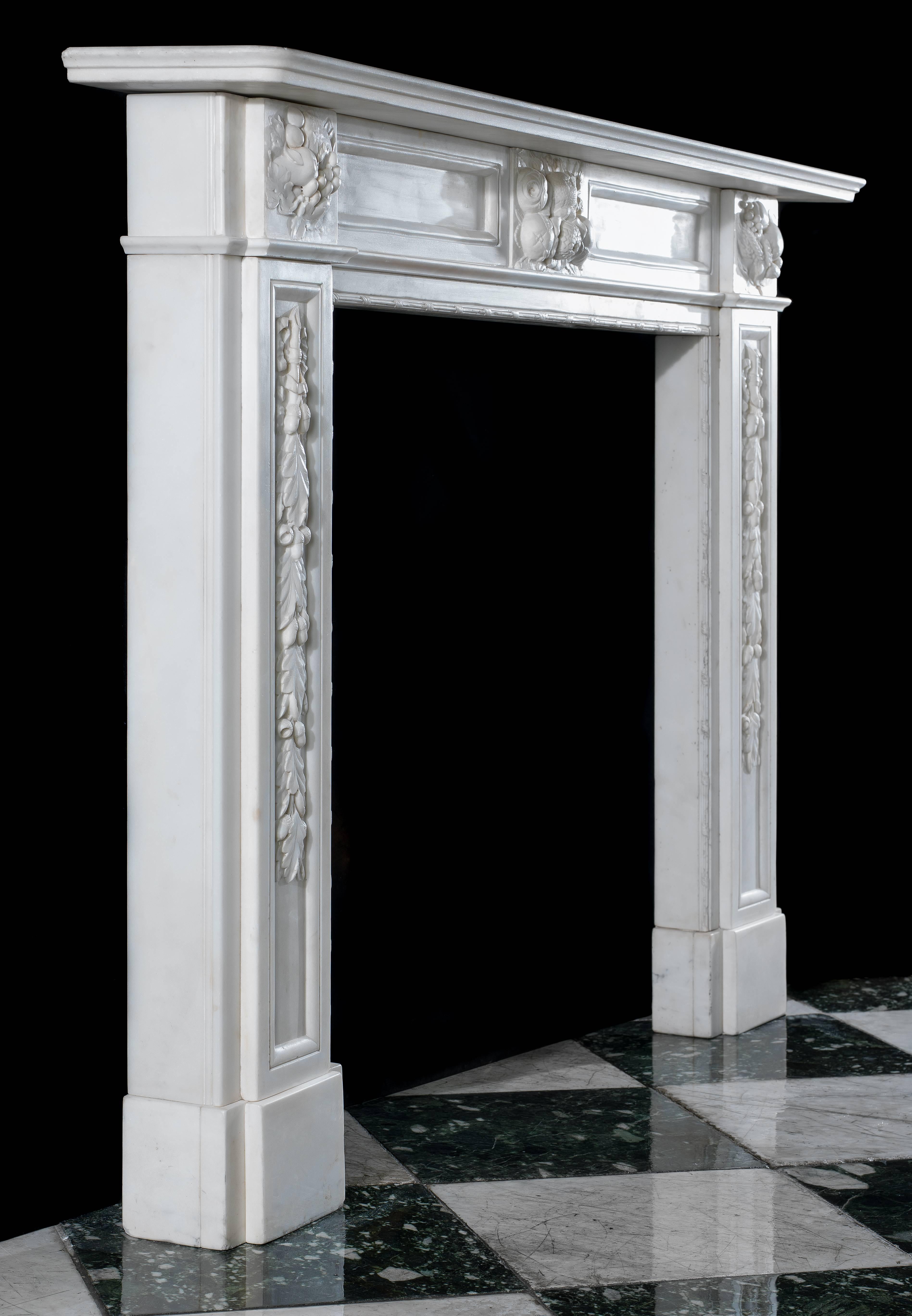 High Victorian Victorian Statuary Marble Antique Fireplace Mantel