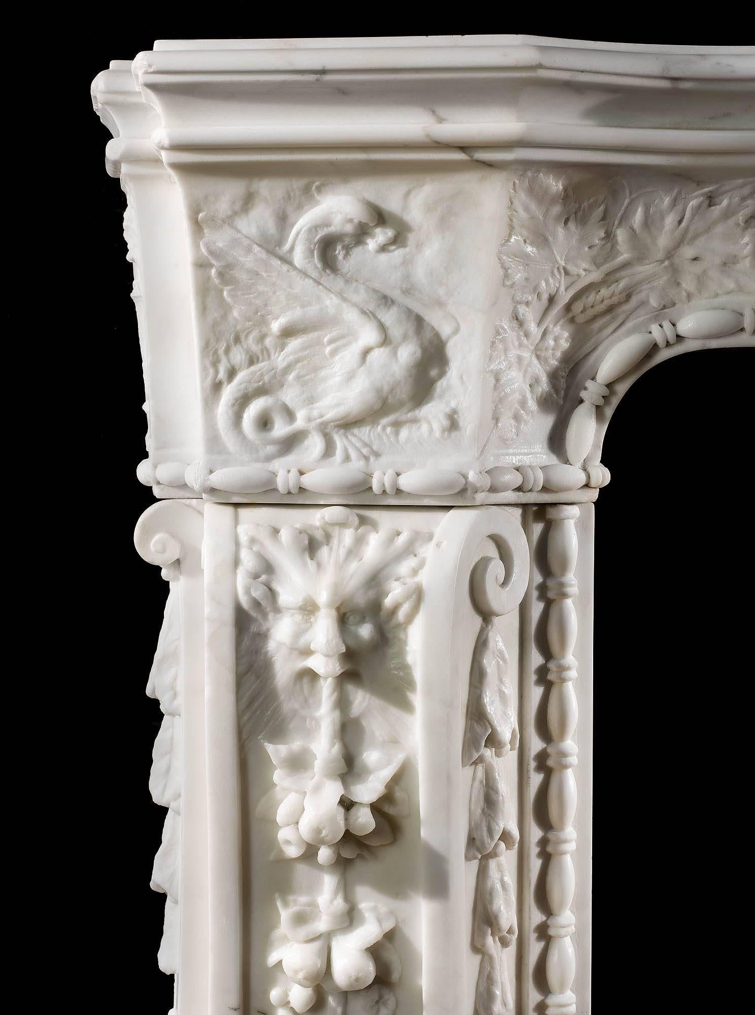 italian baroque style marble fireplace