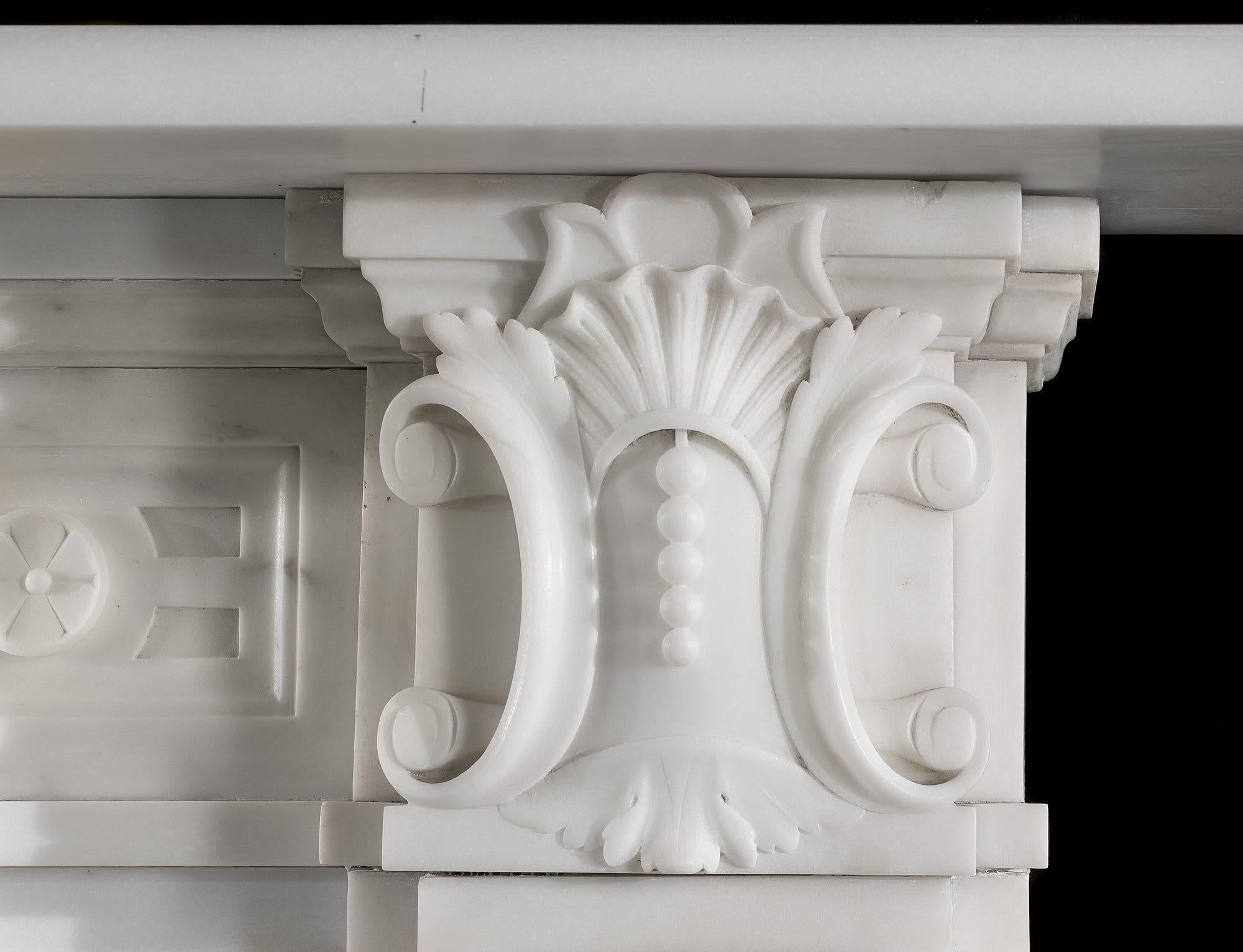 English Victorian Statuary Marble Antique Fireplace Mantel