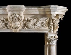 Monumental French Renaissance Style Antique Fireplace